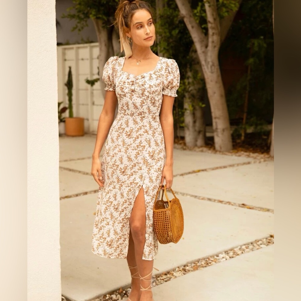 Puff Sleeve Ruched Floral Dress